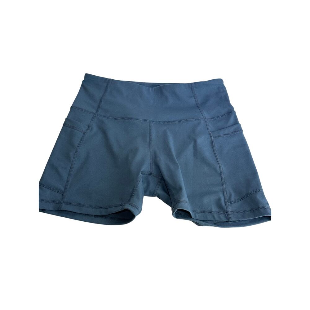 BALEAF Women’s Blue High Waist Athletic Running Yoga Shorts Side Pockets Size S